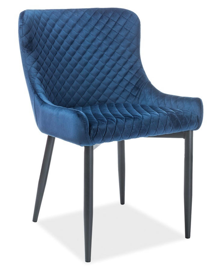 Jídelní čalouněná židle COLIN B VELVET modrá/černá