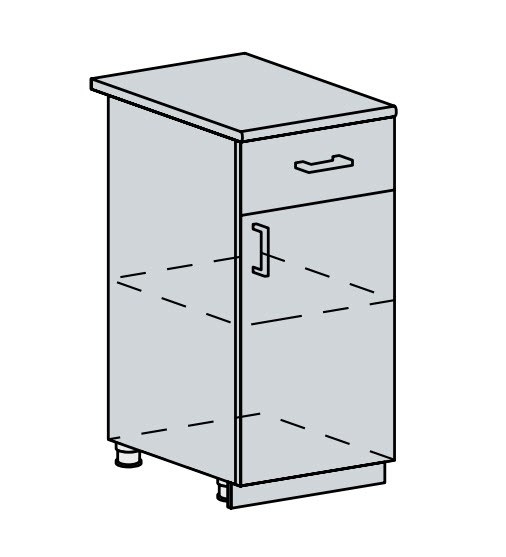 40D1S d. skříňka 1-dveřová se zásuvkou PROVENCE šedá