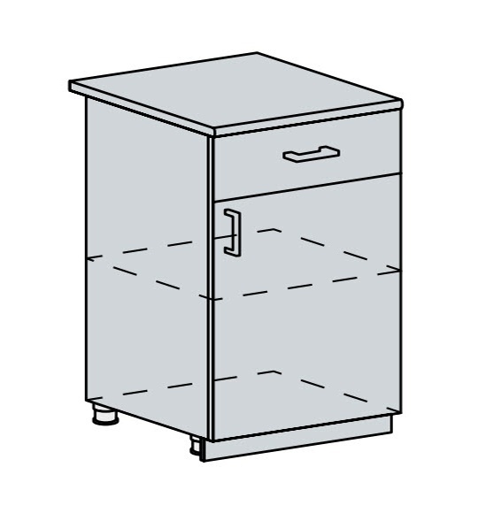 60D1D1S d. skříňka 1-dveřová se zásuvkou PROVENCE šedá