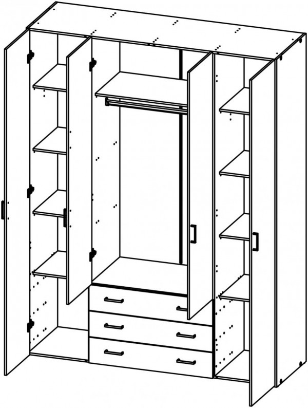 Skříň Sid 4d3s bílá