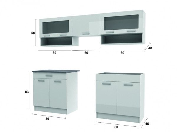 Kuchyňská linka Gloss 220/160 vanilka lesk