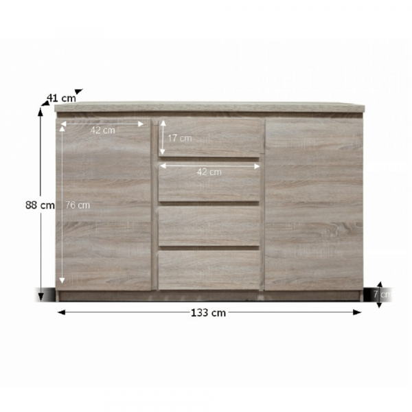 Komoda, dub sonoma, PANAMA typ 08