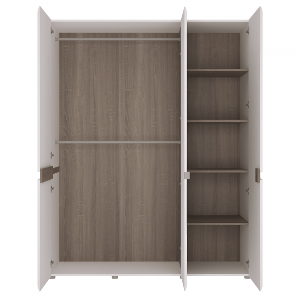 Skříň, bílá extra vysoký lesk HG / dub sonoma tmavý truflový, LYNATET TYP 22