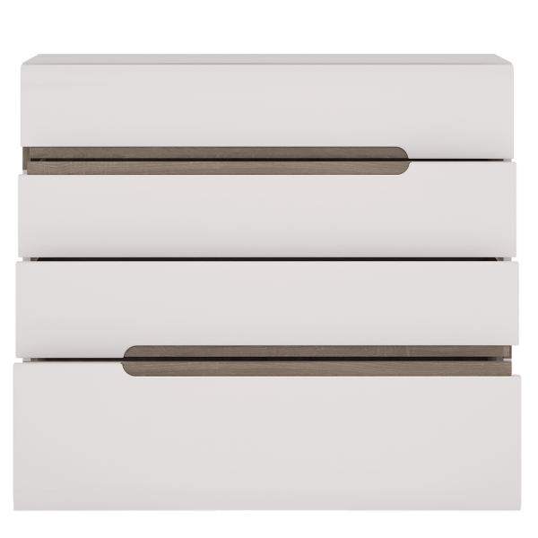 Komoda, bílá extra vysoký lesk HG / dub sonoma tmavý truflový, LYNATET TYP 44