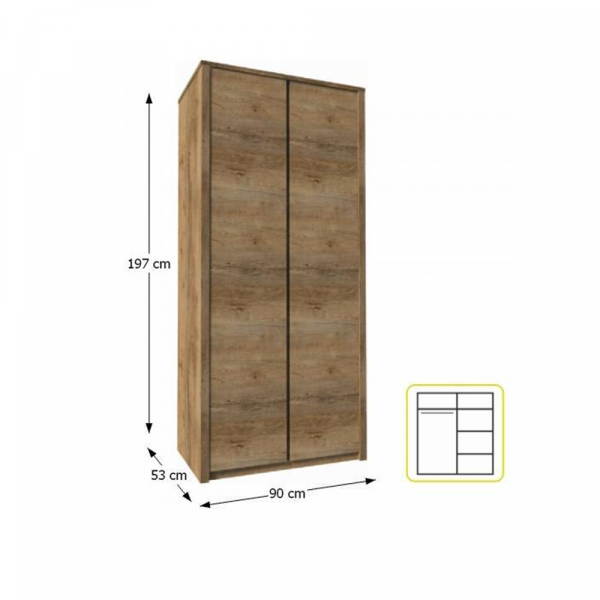 Skříň dvoudveřová, dub lefkas tmavý, MONTANA S2D