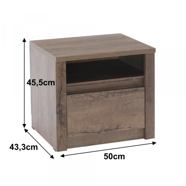 Noční stolek, dub lefkas tmavý, MONTANA SN