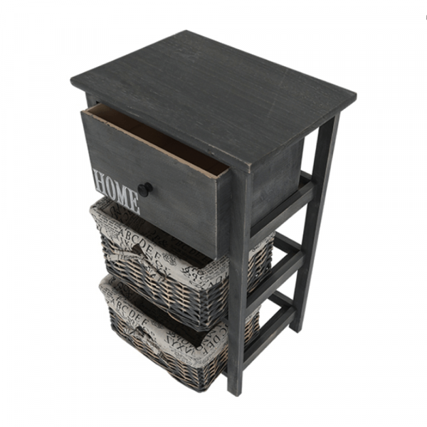 Komoda, 2 košíky, 1 zásuvka, tmavě hnědá, DARKIE 2