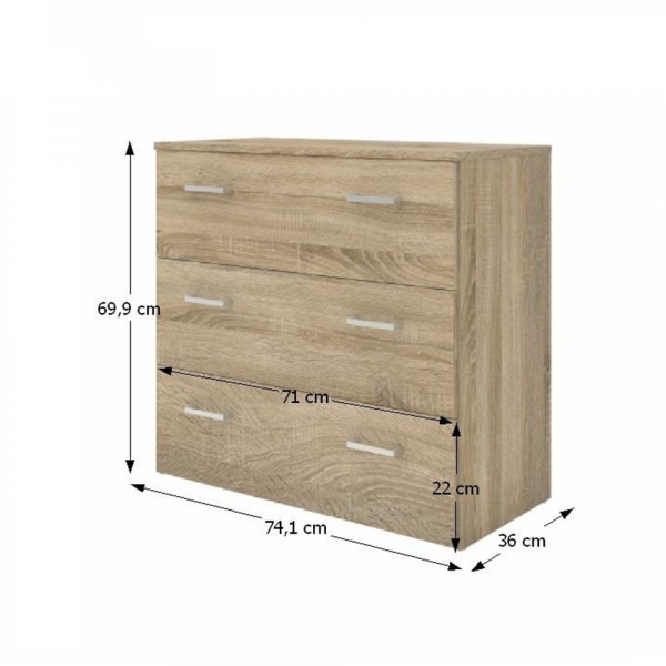 Komoda, dub sonoma, GARBO 3