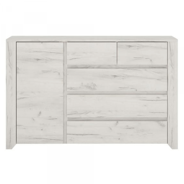 Komoda typ 41, 1D-5S, bílá / craft, ANGEL