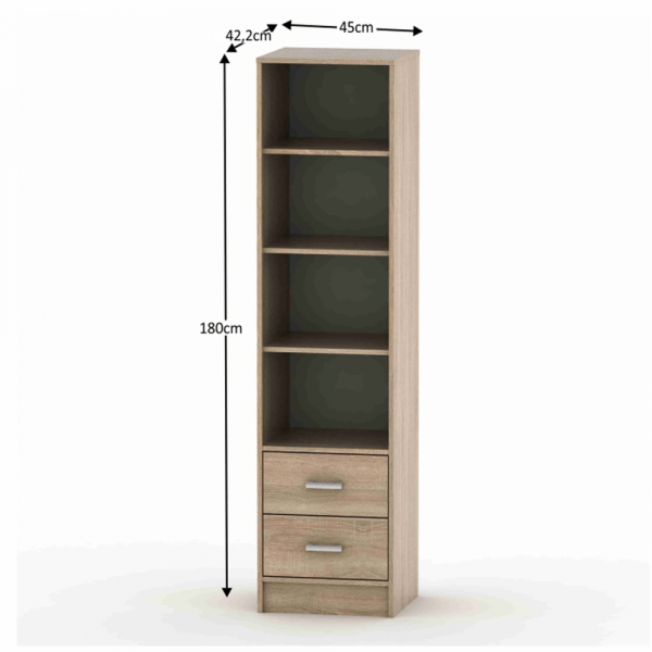 Regál policový s šuplíky, dub sonoma, BETTY 4 BE04-011-00