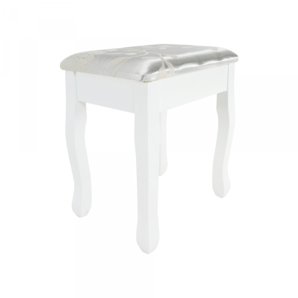 Toaletní stolek s taburetem, bílá / stříbrná, LINET New