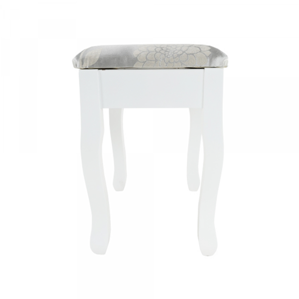 Toaletní stolek s taburetem, bílá / stříbrná, LINET New