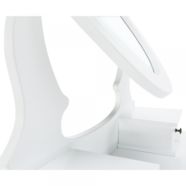 Toaletní stolek s taburetem, bílá / stříbrná, LINET New