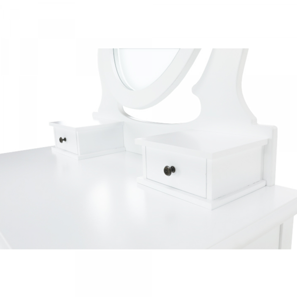 Toaletní stolek s taburetem, bílá / stříbrná, LINET New
