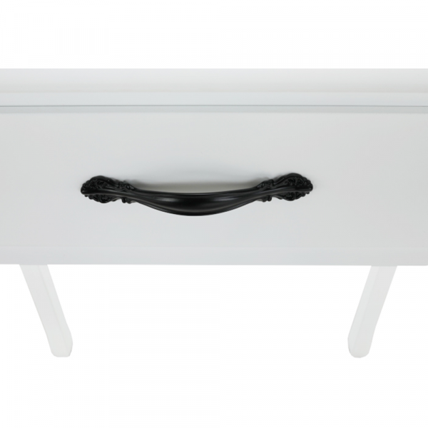 Toaletní stolek s taburetem, bílá / stříbrná, LINET New