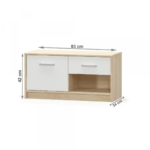 Komoda 1D1S, bílá/dub sonoma, TEYO