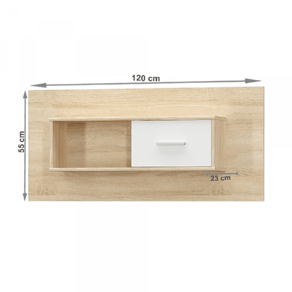 Visící skříňka 1D, bílá/dub sonoma, TEYO