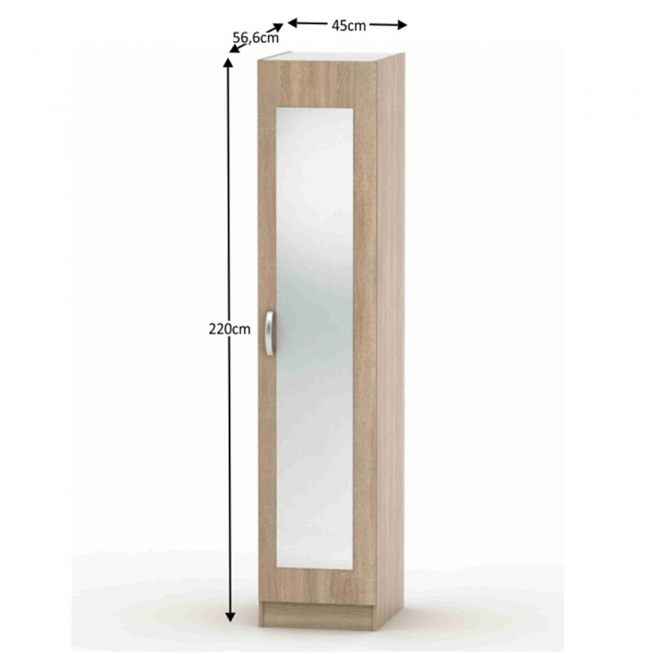 Skříň se zrcadlem, dub sonoma, BETTY 2