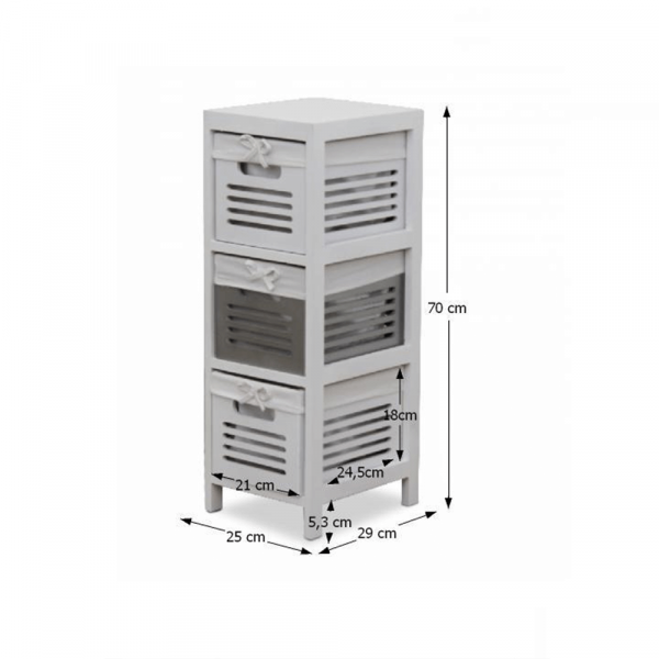 Komoda, 3 zásuvková, bílo / šedá, BIBI 3