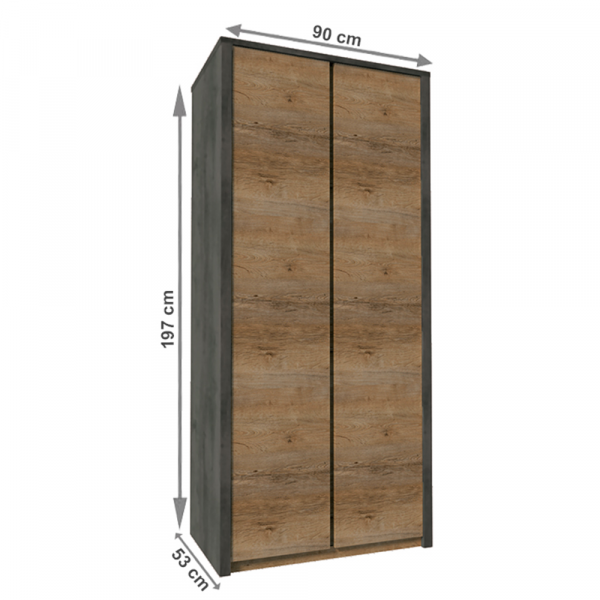 Skříň dvoudveřová, dub lefkas tmavý/smooth šedý, MONTANA S2D