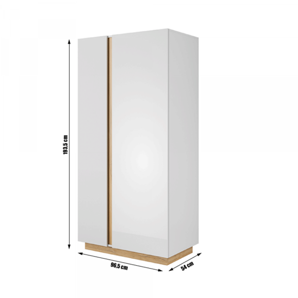 Skříň, bílá/dub grandson/bílý lesk, CITY