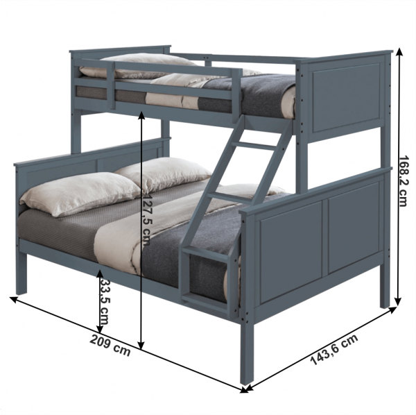 Patrová rozložitelná postel, šedá, NEVIL