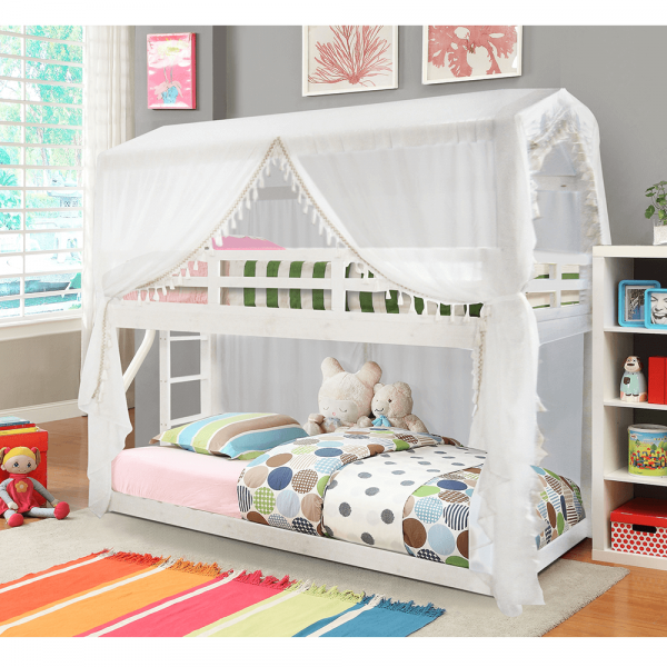 Montessori patrová postel, bílá, 90x200, Zefire