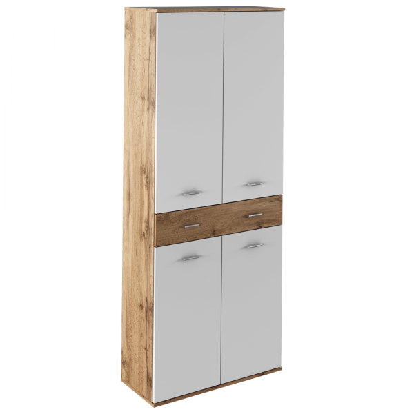 Skříň TYP 1, dub wotan/bílá, CYRIL