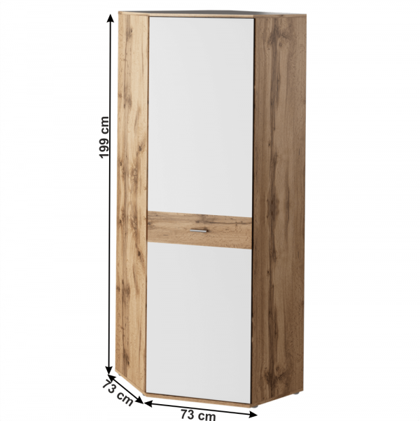 Rohová skříň TYP 3, dub wotan/bílá, CYRIL