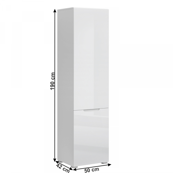 Policová skříň 2D, bílá/bílý extra vysoký lesk HG, JOLK