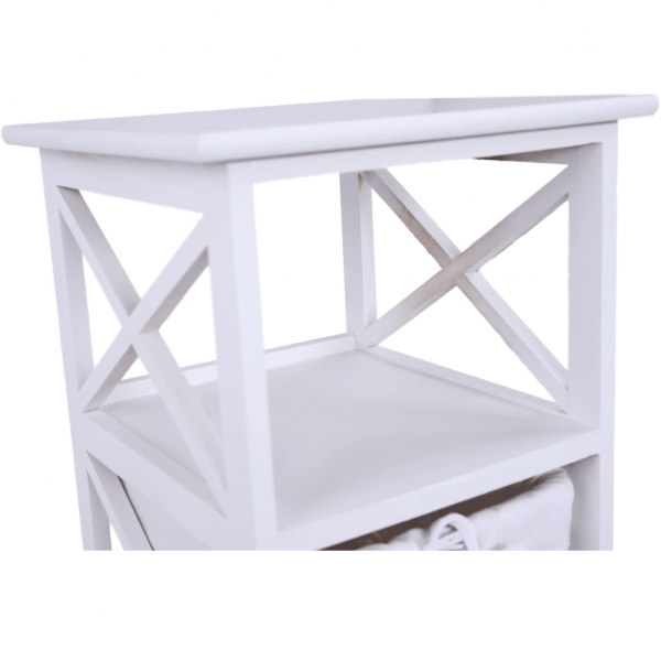 Komoda, dřevo / proutí/ látka, bílá, Rafaello 3