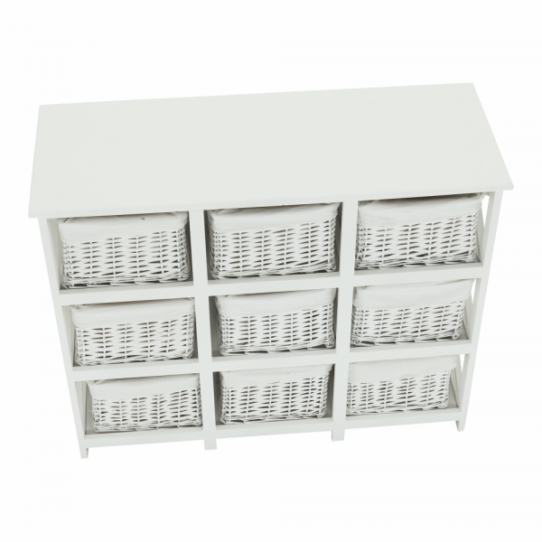 Komoda, dřevo / proutí / látka, bílá, Rafaello 9