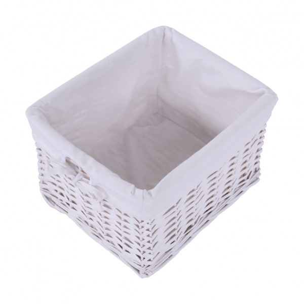 Noční stolek, dřevo / proutí/látka, bílá, Rafaello