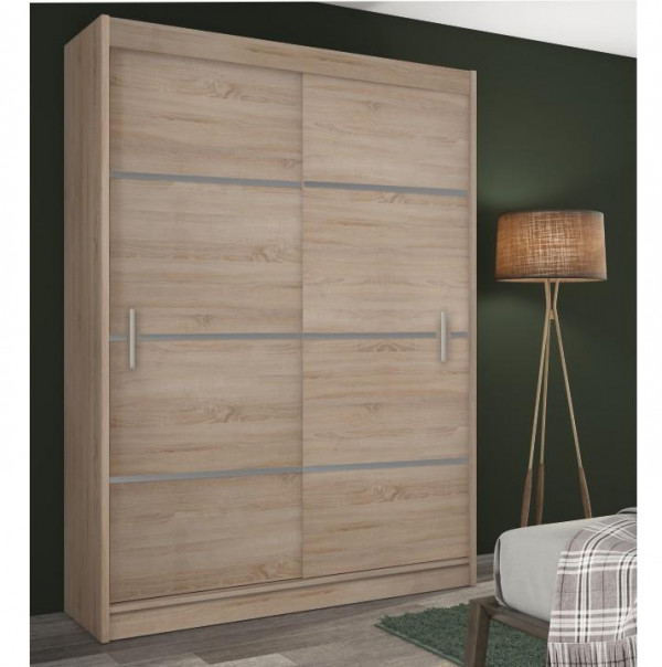 Skříň s posuvnými dveřmi, dub sonoma / šedá, Merina 150