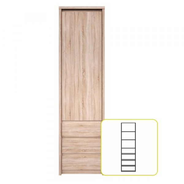 Regál se šuplíkem 1D3S, dub sonoma, NORTY TYP 5