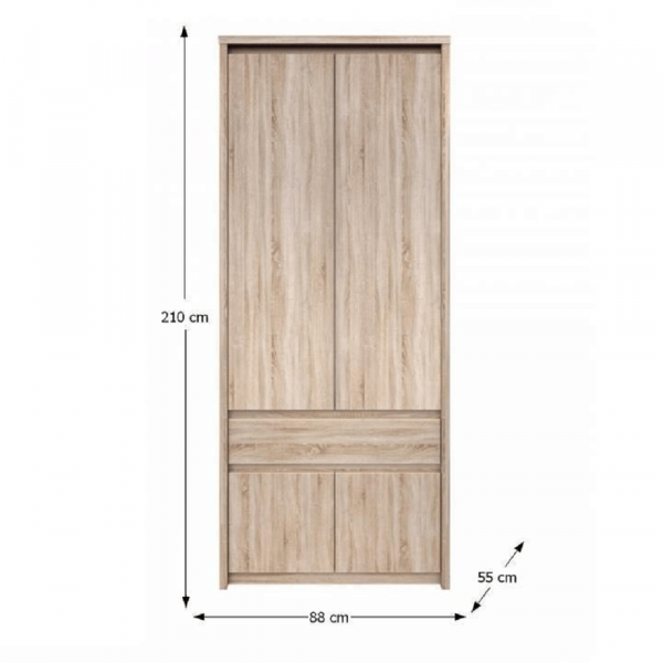 Věšáková skříň 4D1S, dub sonoma, NORTY TYP 2