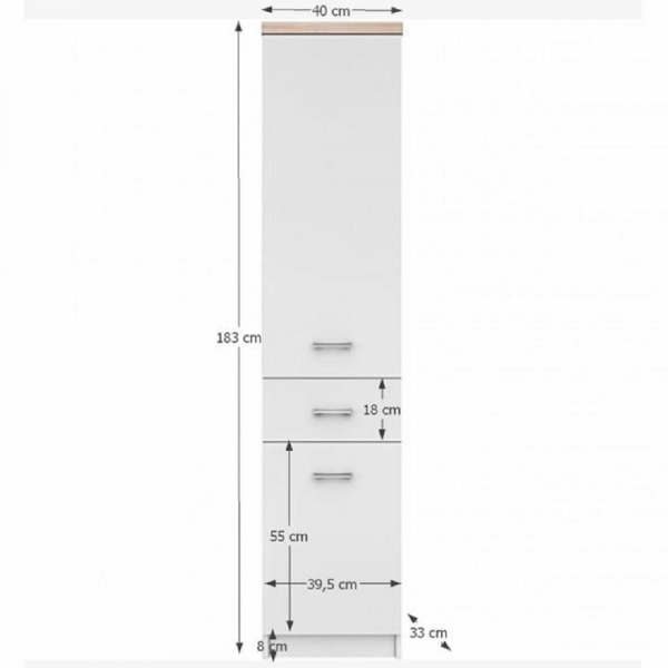 Skříň 2D1S, bílá / dub sonoma, TOPTY 05