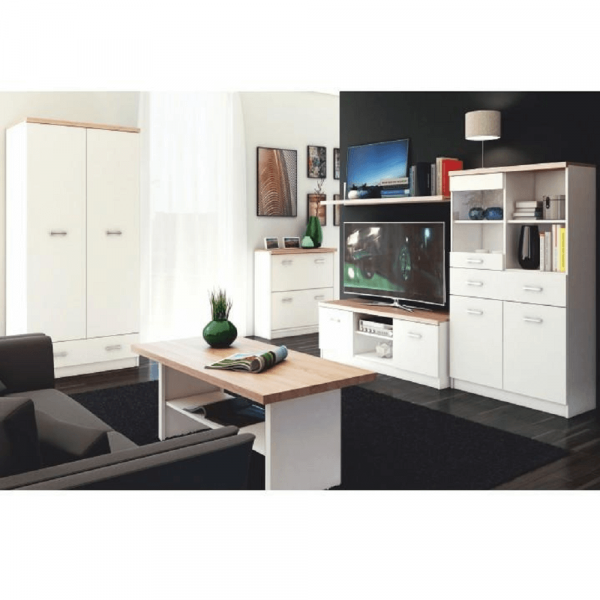 Komoda 2D1S, bílá/dub sonoma, TOPTY TYP 14