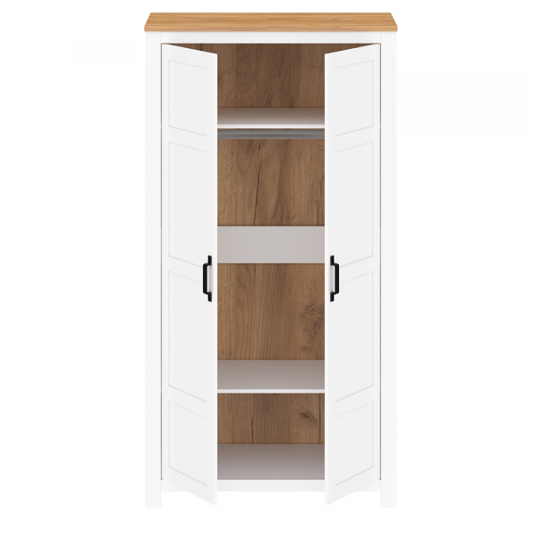 Věšáková skříň, bílá alba / dub craft zlatý, LANZETTE F