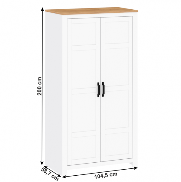 Věšáková skříň, bílá alba / dub craft zlatý, LANZETTE F