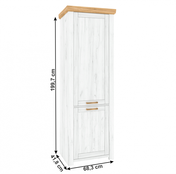 Policová skříň V, dub craft zlatý/dub craft bílý, SUDBURY