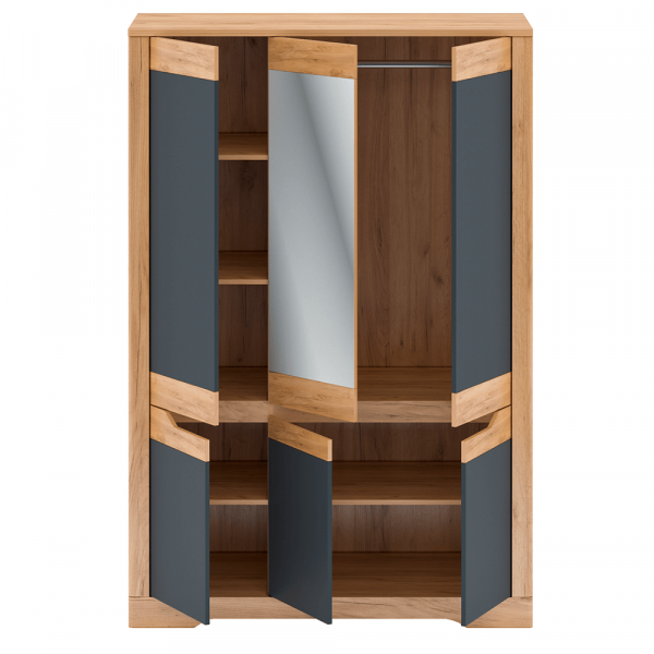 Věšáková skříň F, dub craft zlatý / grafit šedá, FIDEL