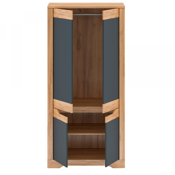 Věšáková skříň Q, dub craft zlatý/grafit šedá, FIDEL