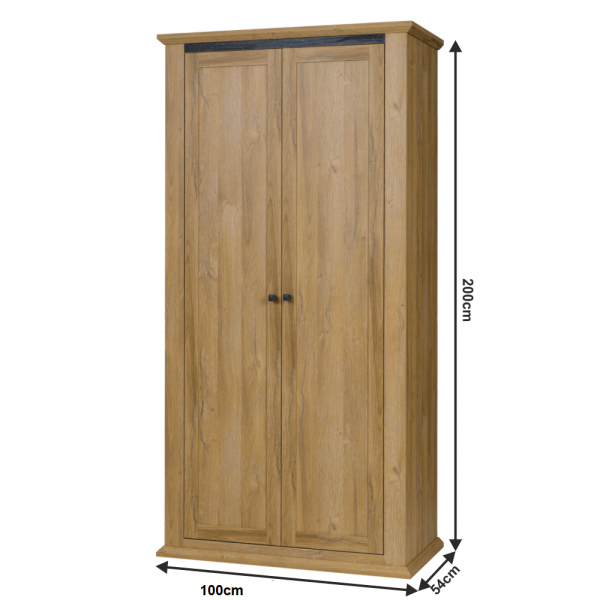 Kombinovaná skříň MZ2, bílá/dub grand, LEON