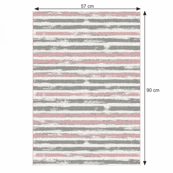 Koberec, růžová/šedá/bílá, 57x90, KARAN