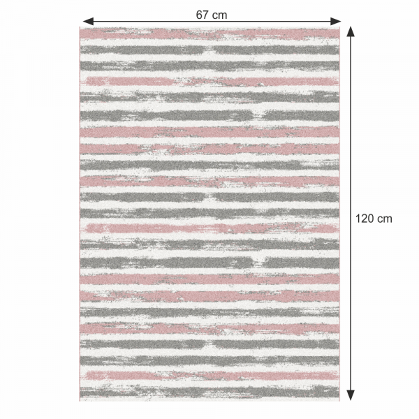 Koberec, růžová/šedá/bílá, 67x120, KARAN