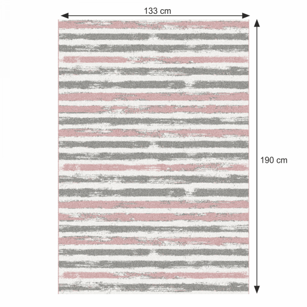 Koberec, růžová/šedá/bílá, 133x190, KARAN