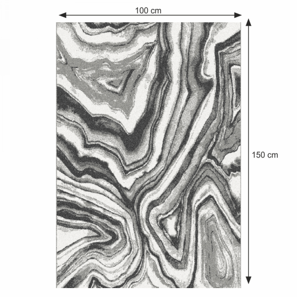 Koberec, bílá/černá/vzor, 100x150, SINAN