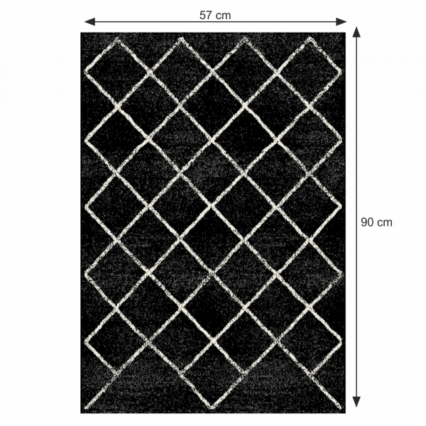 Koberec, černá/vzor, 57x90 cm, MATES TYP 1