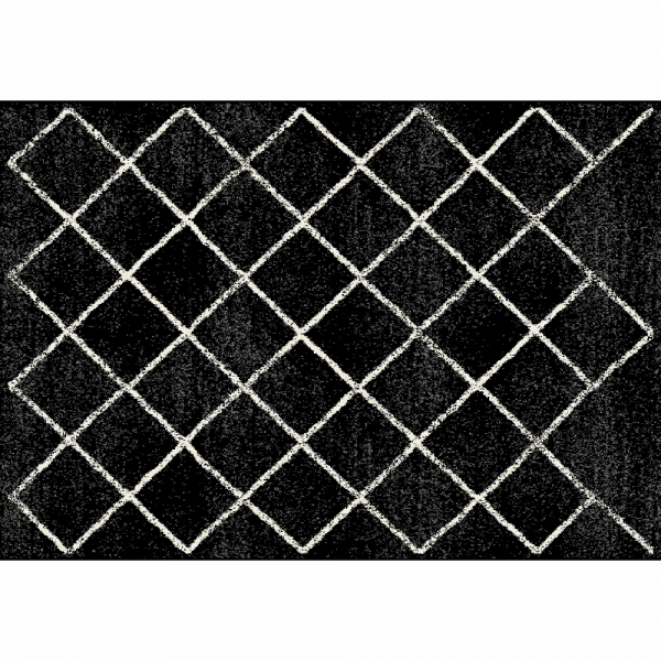 Koberec, černá/vzor, 133x190 cm, MATES TYP 1